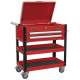 Heavy-Duty Mobile Tool & Parts Trolley 2 Drawers & Lockable Top - Red