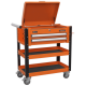 Heavy-Duty Mobile Tool & Parts Trolley 2 Drawers & Lockable Top - Orange